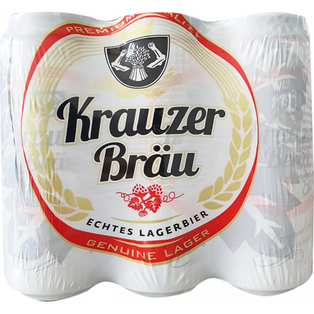 Krauzer Brau Lager Beer Tins Cans 6 x 500ml