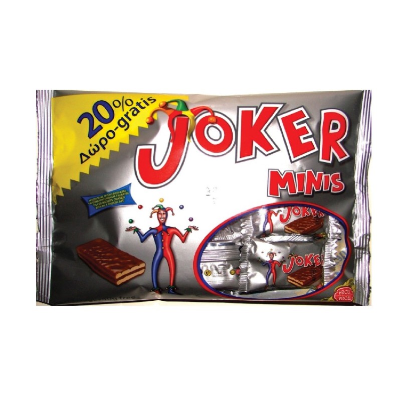 Frou Frou Joker Mini Chocolate Coated Cream Filled Biscuits Bag 200g + 40g Extra Free
