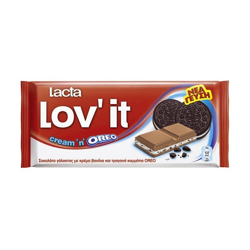 Lacta Milk Chocolate with Cream and Oreo Cookies 105g