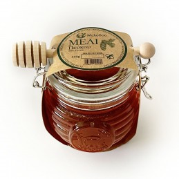 Melodou Pine Honey Glass Jar With Wooden Honey Dipper 450g