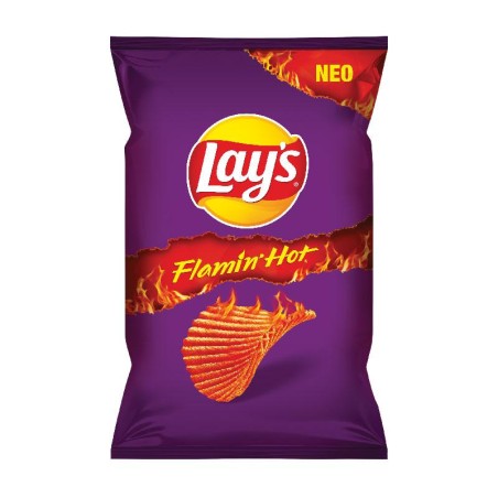 Lays Flamin Hot Chili Flavoured Ridged Potato Chips Crisps 90g