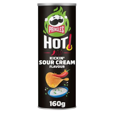 Pringles Hot Kickin Sour Cream Flavour Crisps Chips Snack 160g