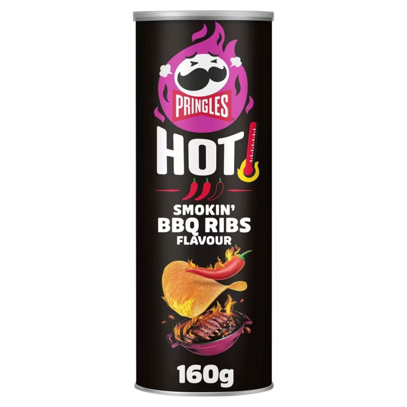 Pringles Hot Smokin BBQ Ribs Flavour Crisps Chips Snack 160g