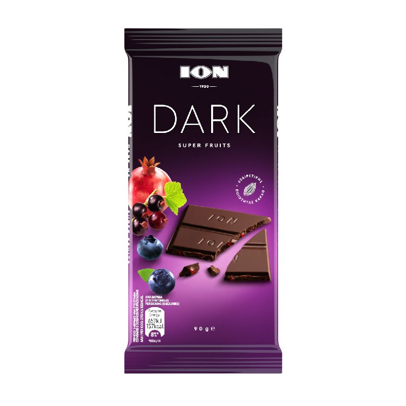 ION Dark Chocolate with Super Fruits 90g