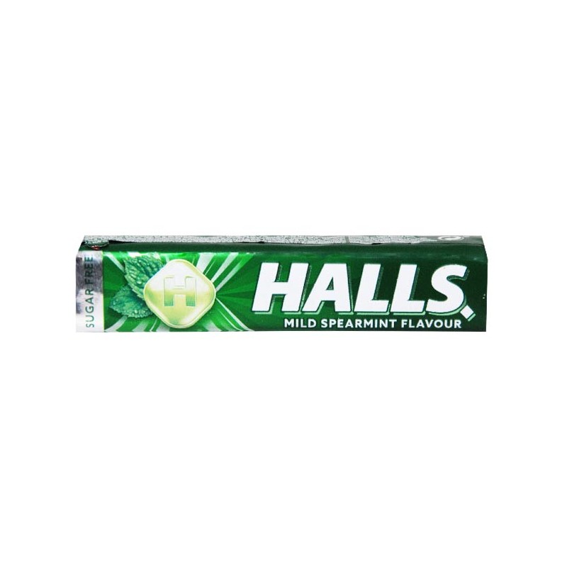 Halls Sugar Free Cough Relief Drops Sweets Mild Spearmint 32g