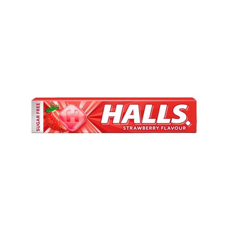 Halls Sugar Free Cough Relief Drops Sweets Strawberry 32g
